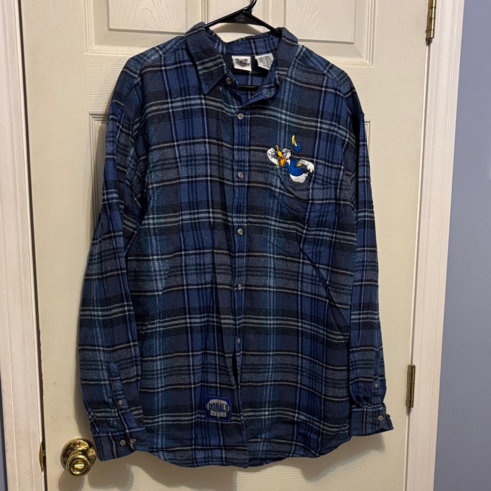 Vintage Disney Catalog Donald Duck Plaid Flannel Shirt